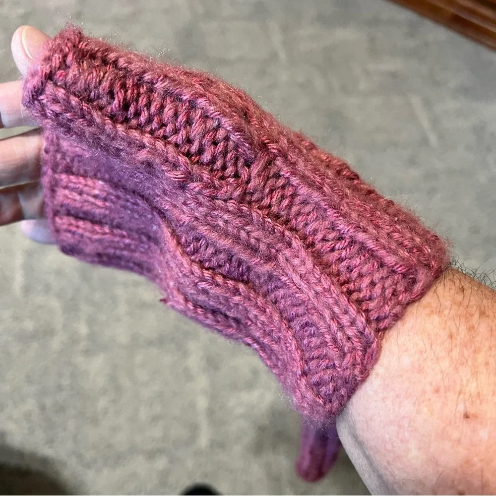 Handmade fingerless knit mittens
